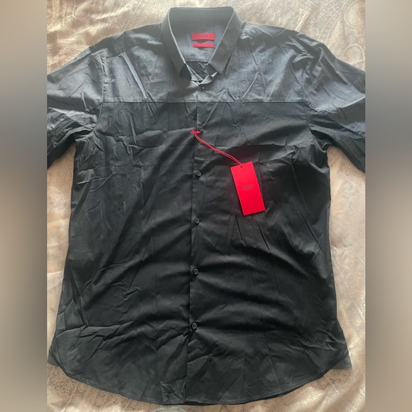 Hugo Boss Erhart Two Tone Shirt Sz L - Picture 2 of 10